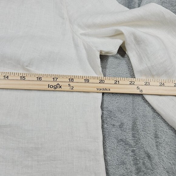 Ann Taylor Top Womens 8 Ivory Linen Beaded Beachy Boho Coastal Popover Tunic - Picture 7 of 8